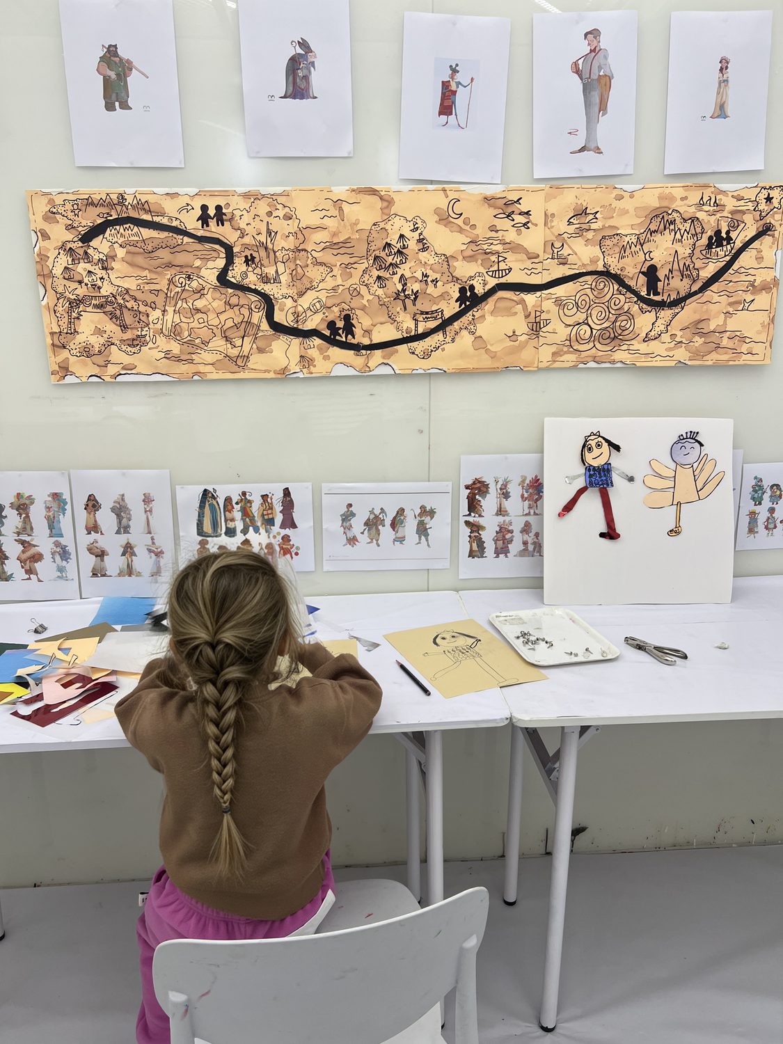 Children at work inside the studio
